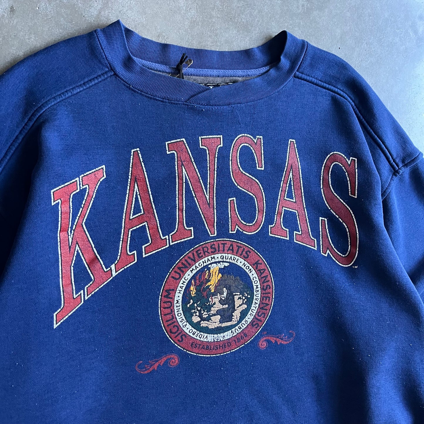 Vintage University Of Kansas Crest & Spell-Out Sweatshirt