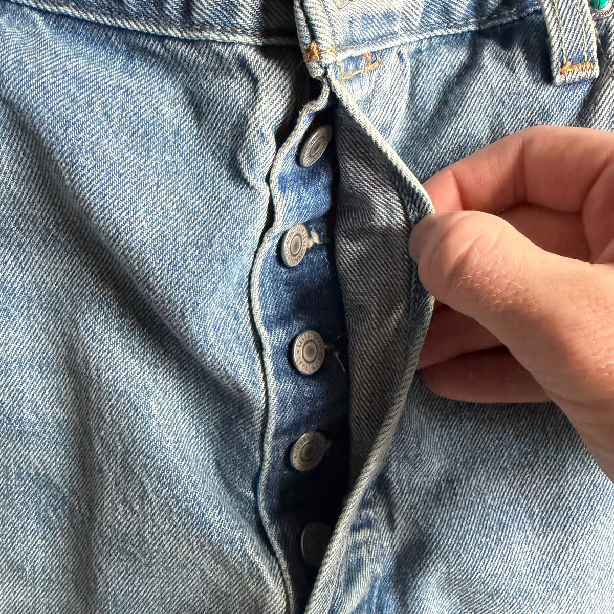 Levi’s LVC Lot 501 Turquoise Rivet Sashiko Redline Selvedge Jeans