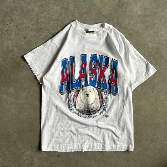 Vintage Alaska Polar Bear Spell Out T Shirt