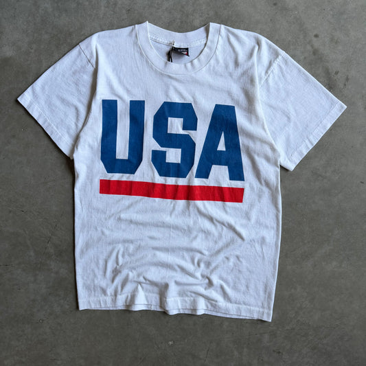Vintage USA Spellout White T Shirt