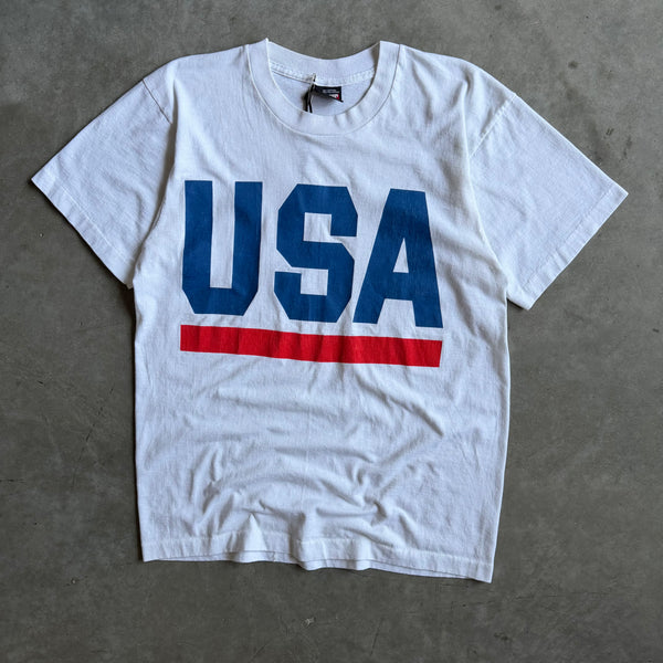 Vintage USA Spellout White T Shirt