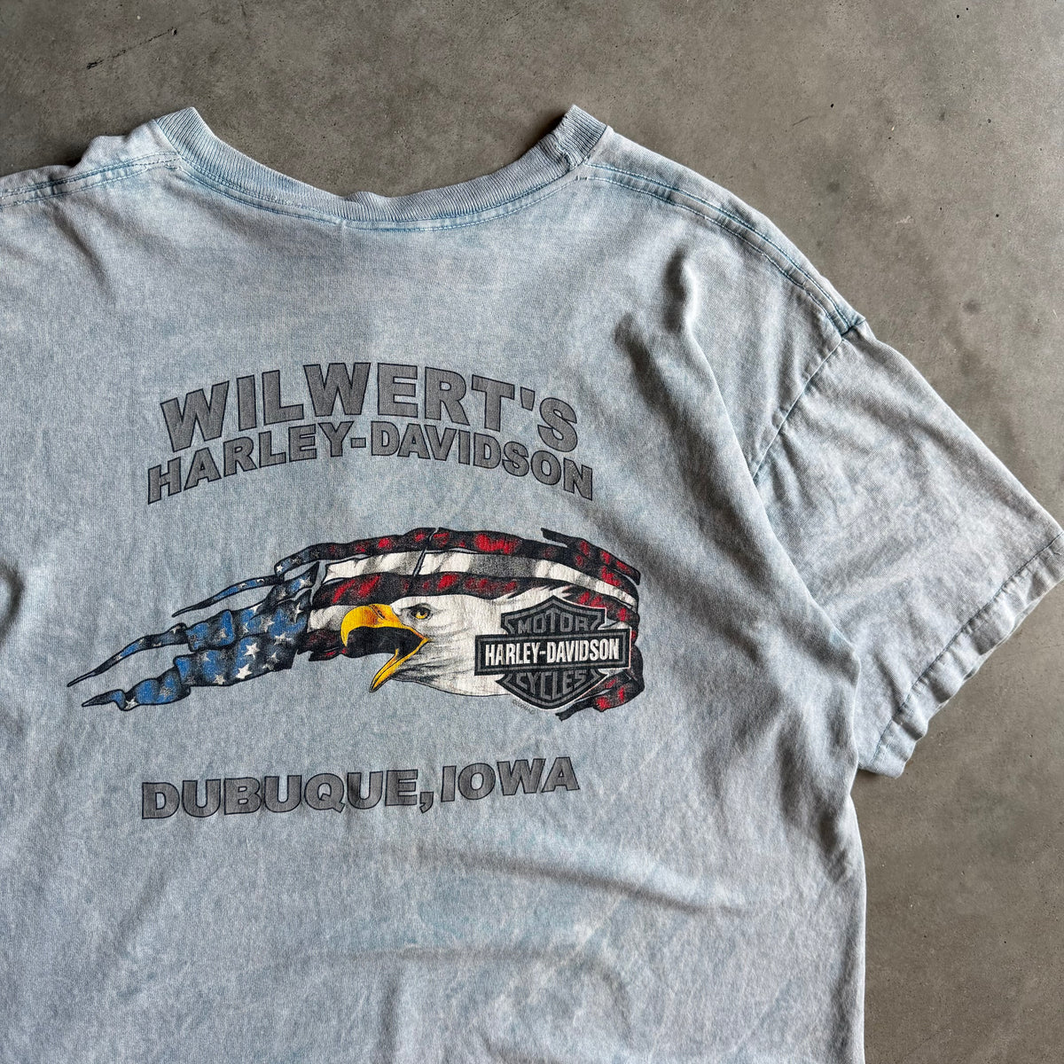 Y2K Harley Davidson 3D Spell-Out Acid Wash Tee