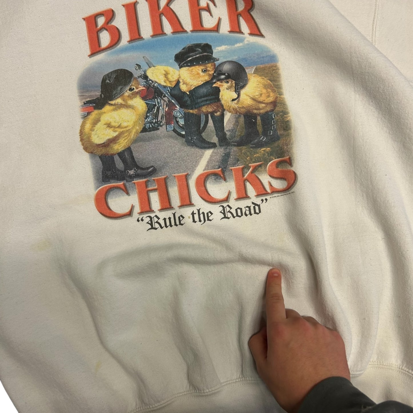 Y2K Biker Chicks Rule The Road White Sweatshirt