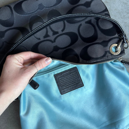 Coach Poppy Signature Shoulder Bag Black/Metallic