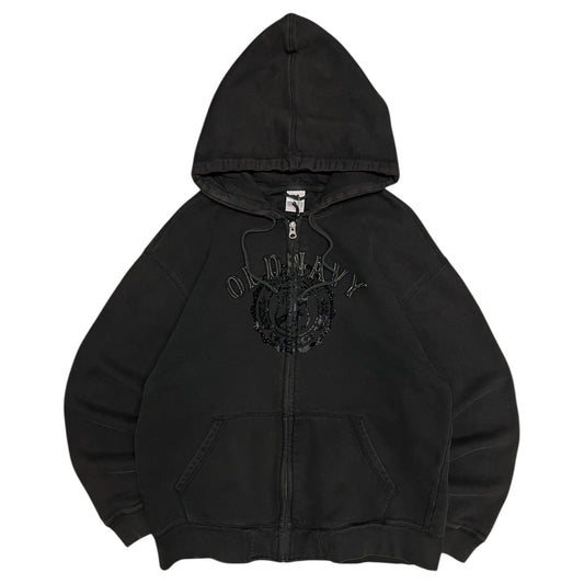 Y2K Old Navy Embroidered Spell Out Zip Up Hoodie