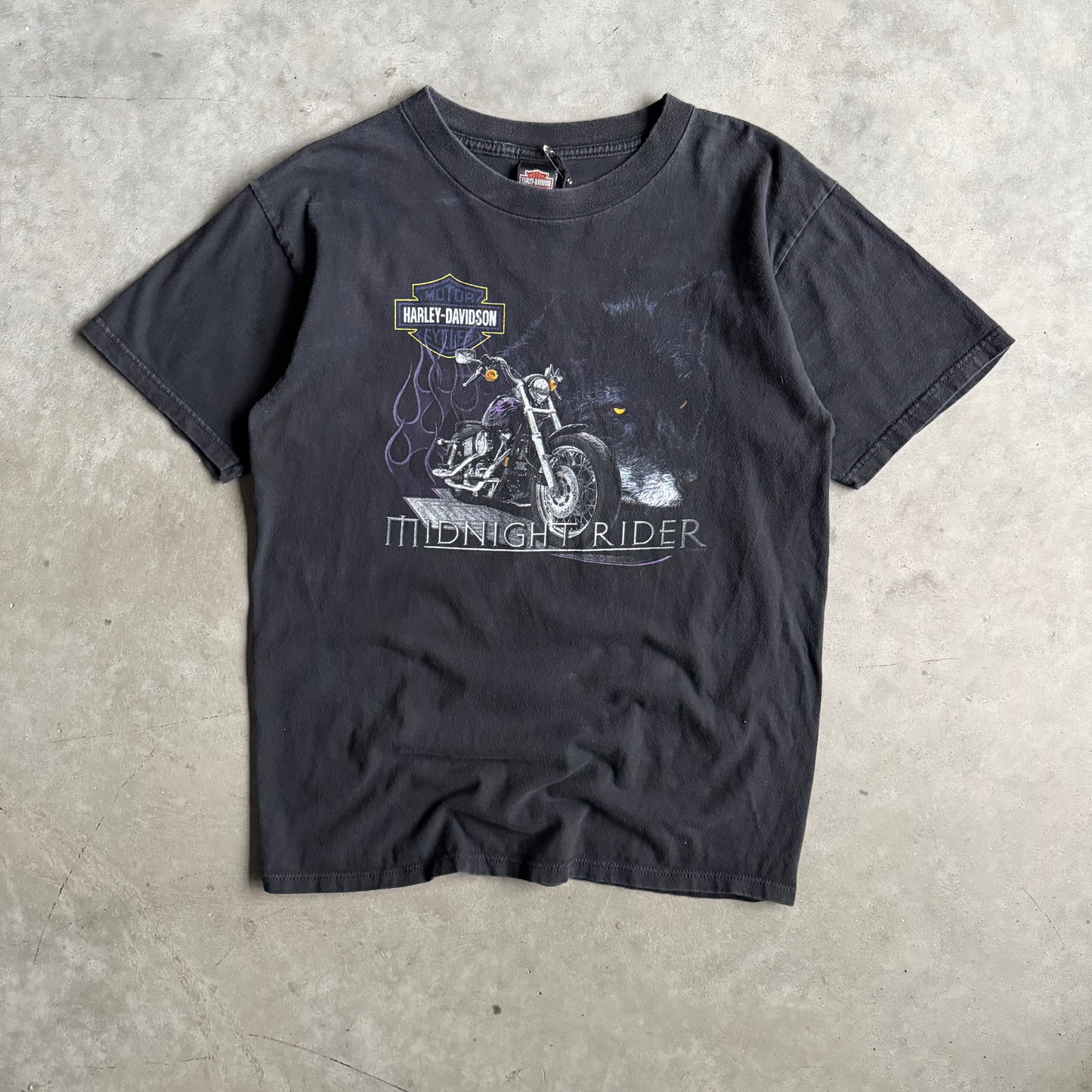 Vintage Harley Davidson Night Rider Wolf Woodstock NY T Shirt