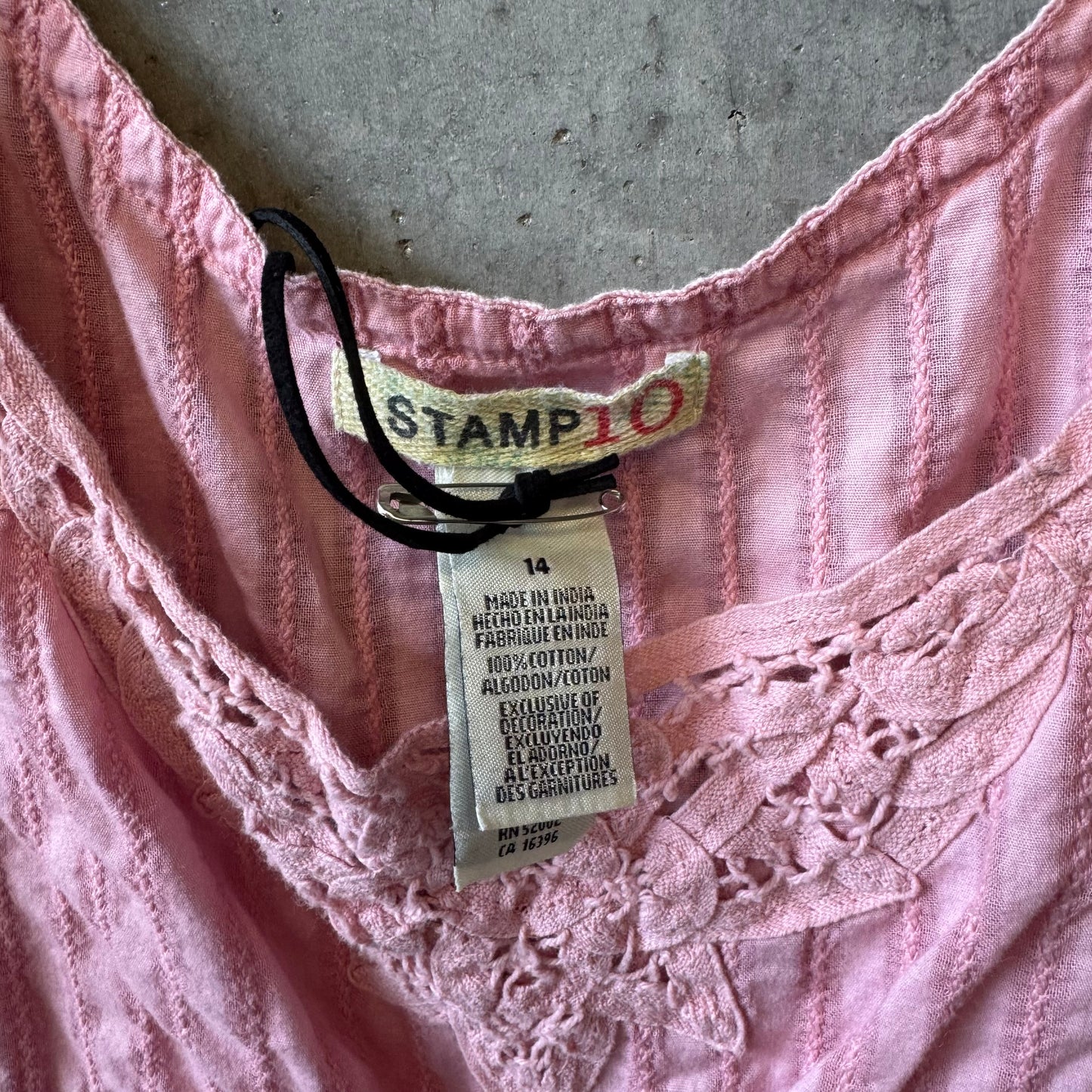 Women’s Y2K Stamp Boho Lace Pink Tank