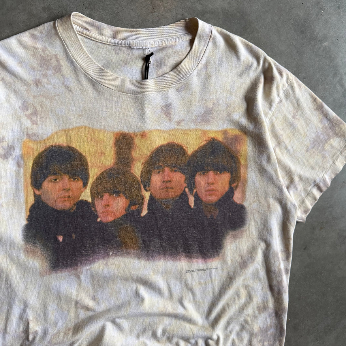 Y2K The Beatles Yellow Tie Dye Group Portrait Tee