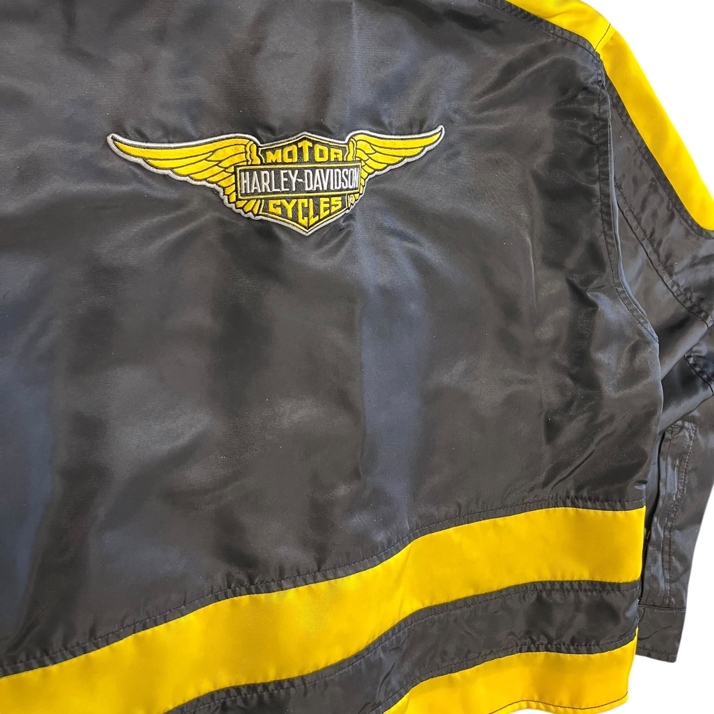 Y2K Black & Yellow Harley Motorcycle Jacket