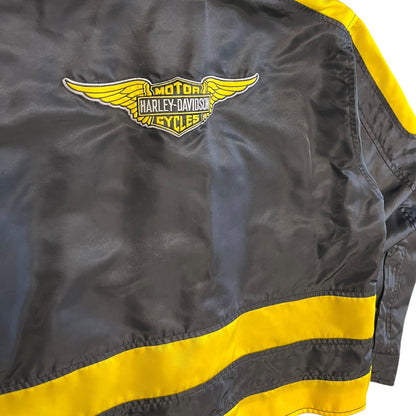 Y2K Black & Yellow Harley Motorcycle Jacket