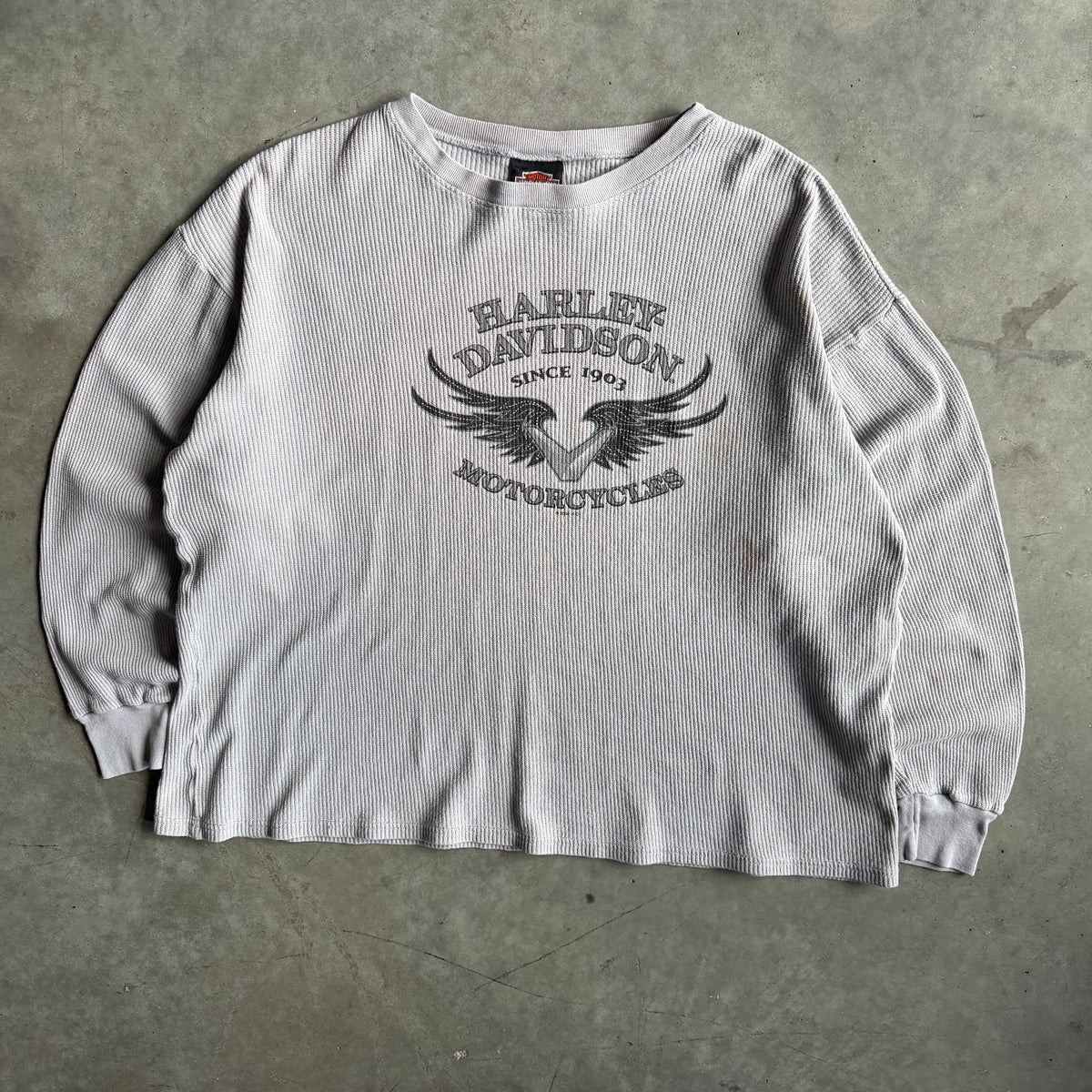 Vintage Harley Davidson Winged Logo Gray Thermal L/S