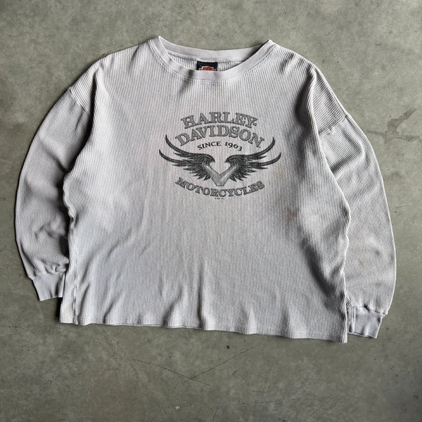 Vintage Harley Davidson Winged Logo Gray Thermal L/S