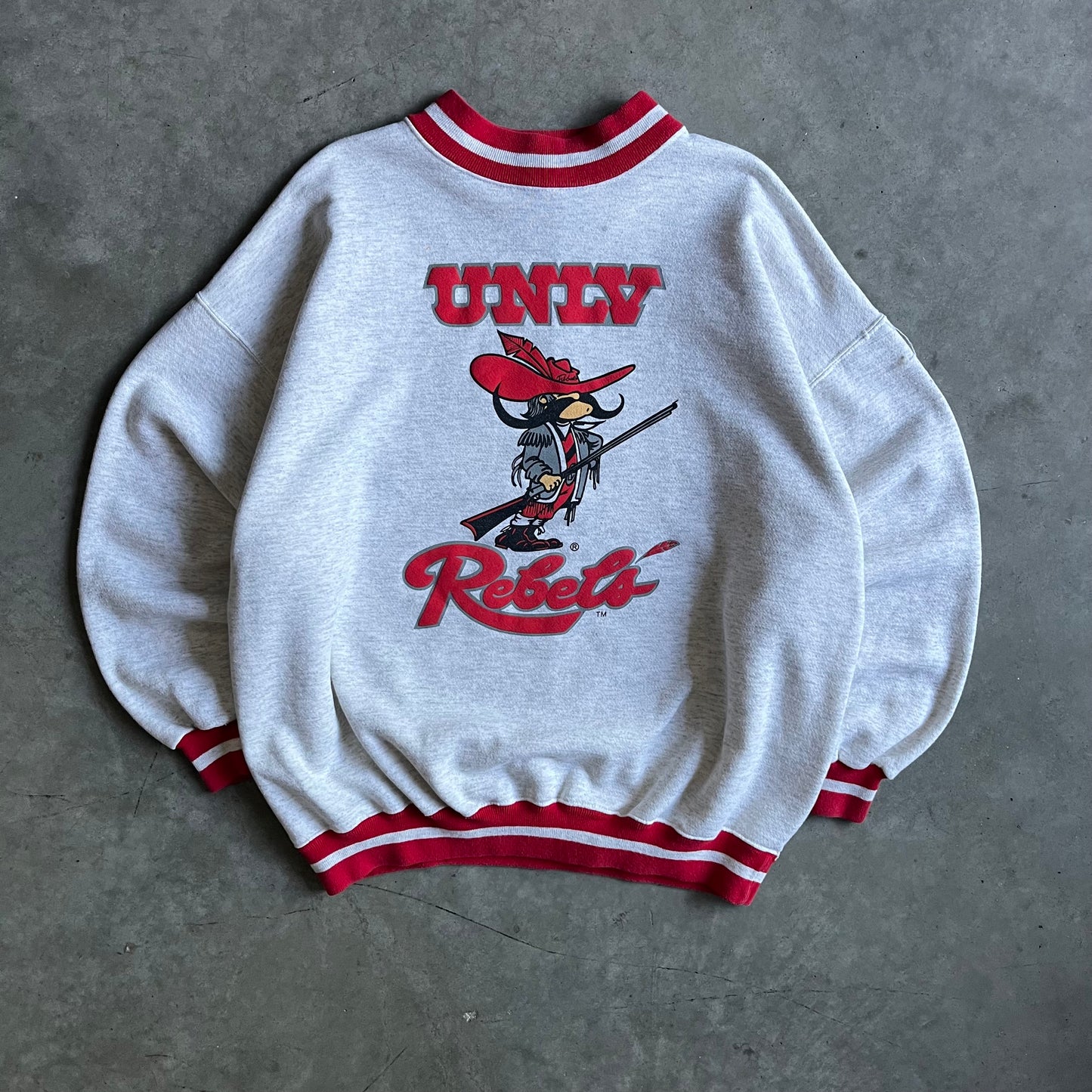 Vintage UNLV Rebels Mascot Striped Cuff Sweatshirt
