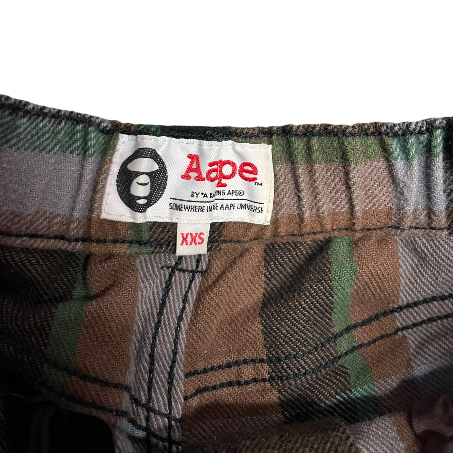 Aape By A Bathing Ape Womans Plaid Graphic Pocket Trousers