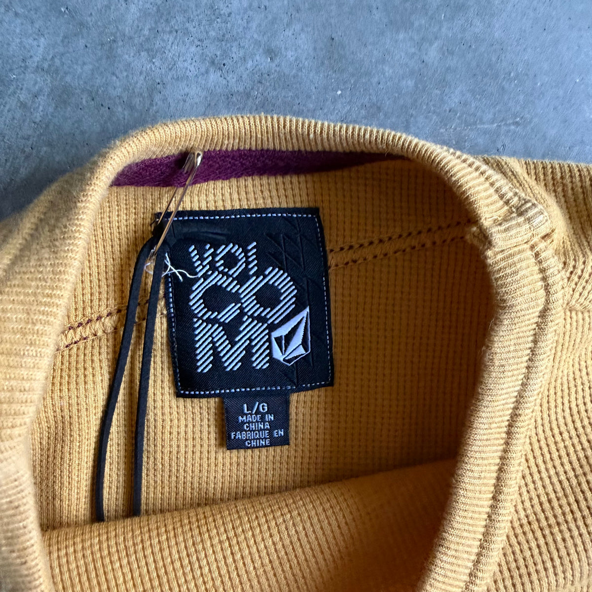 Y2K Volcom Yellow Waffle Knit Thermal