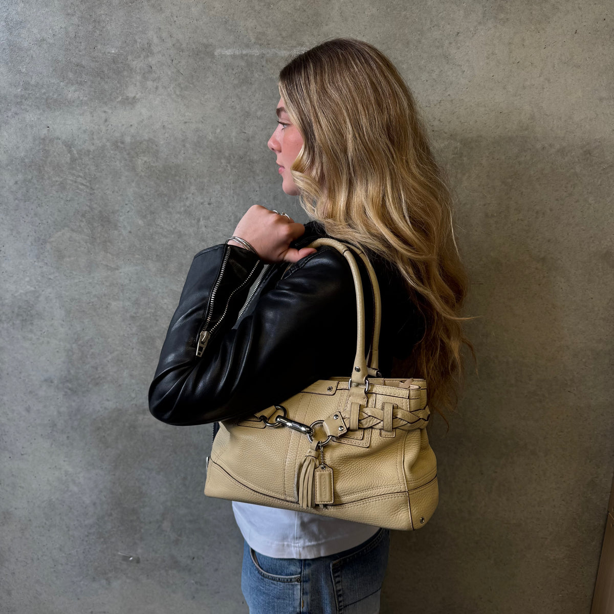 Coach Y2K Hamptons Beige Shoulder Bag