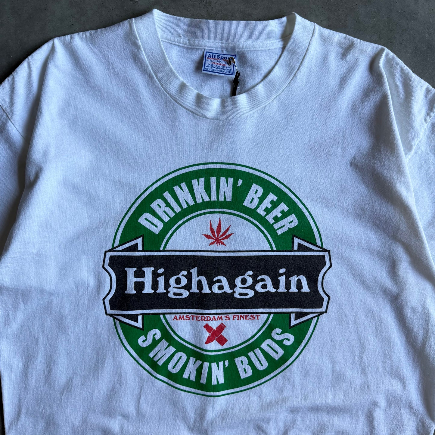 Vintage Drinkin’ Beer & Smokin Budd Highagain Amsterdam T Shirt