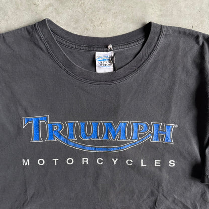 Vintage Triumph Motorcycles Spellout Faded Black Tee