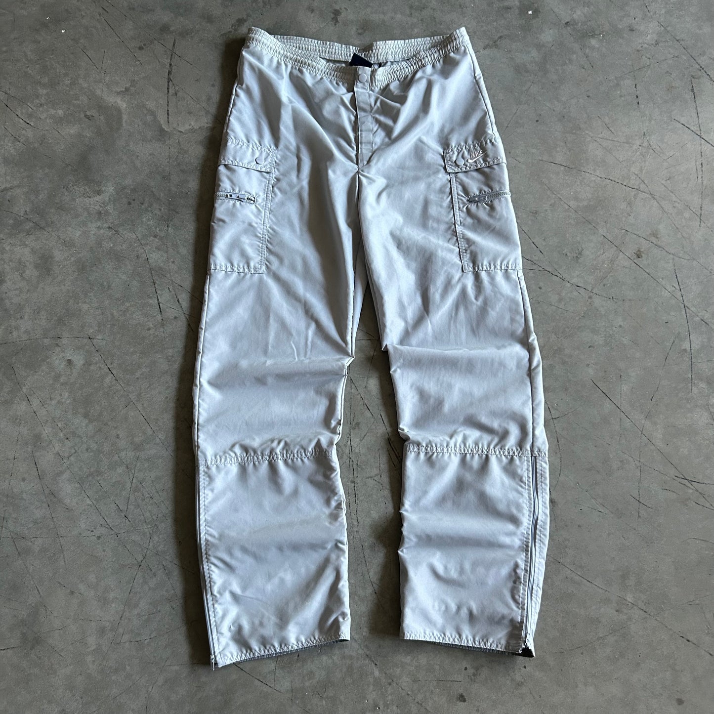 Vintage Gray Nike Multi-Pocket & Zipper Track Pants