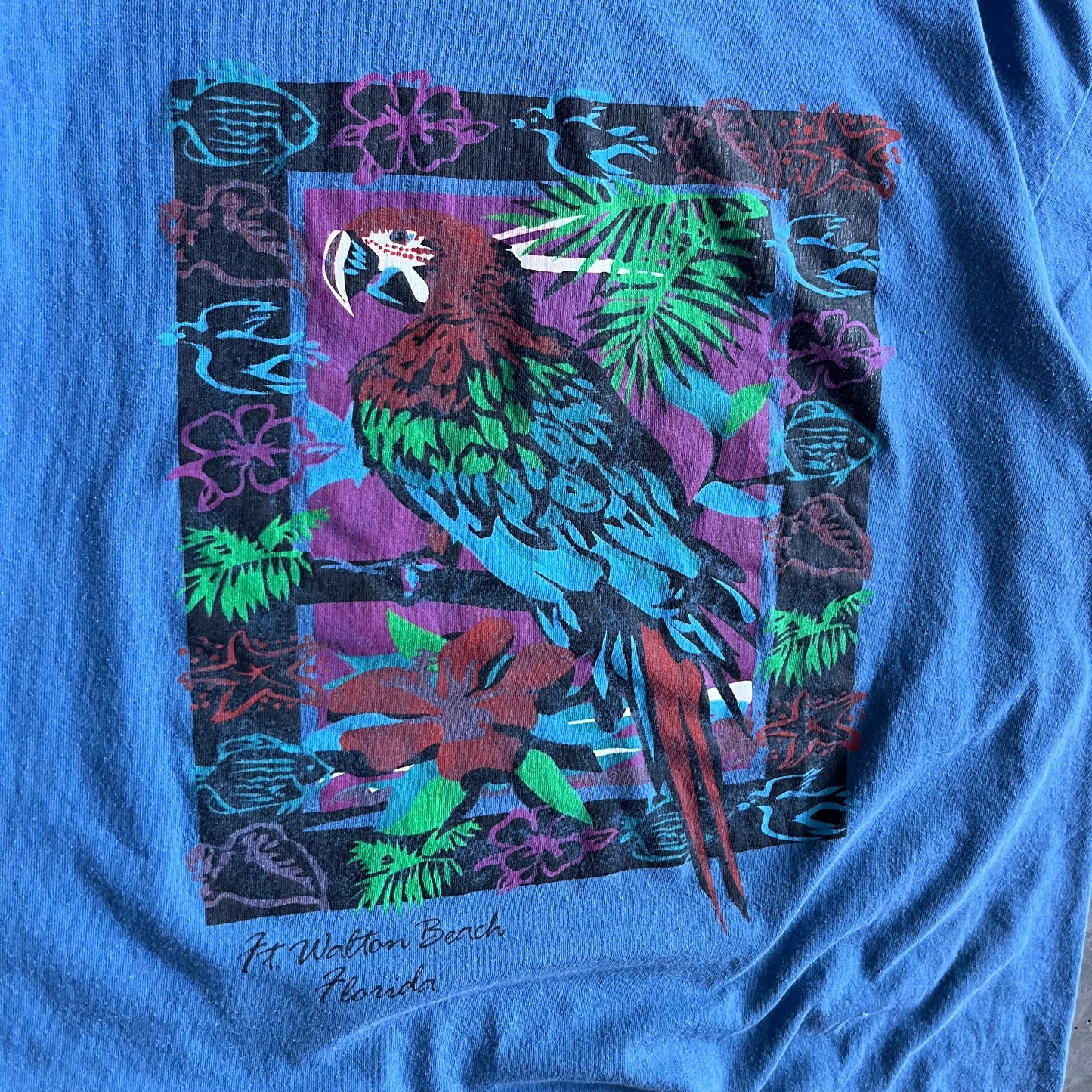Y2K Bravo Walton Beach Parrot Portrait Tee
