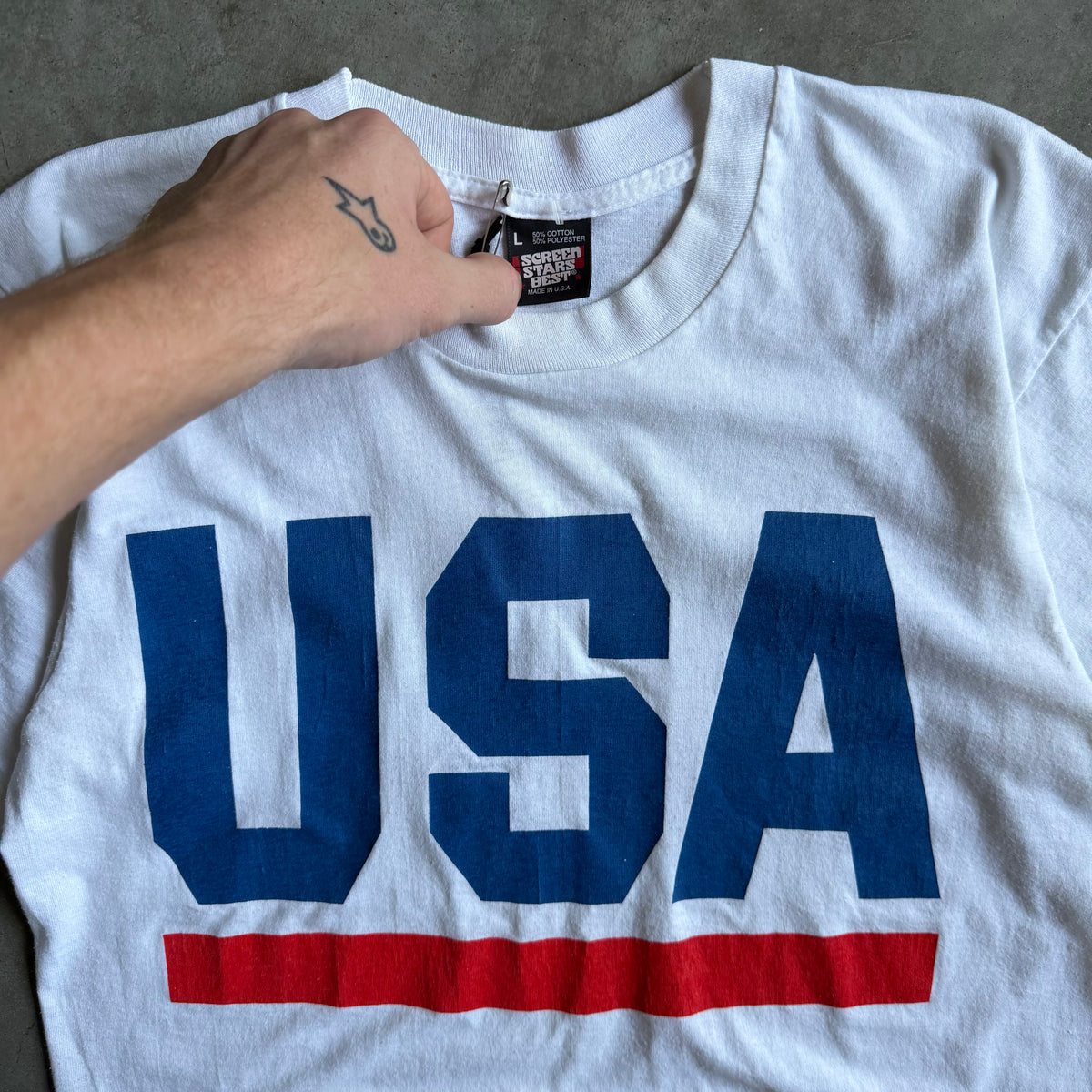 Vintage USA Spellout White T Shirt