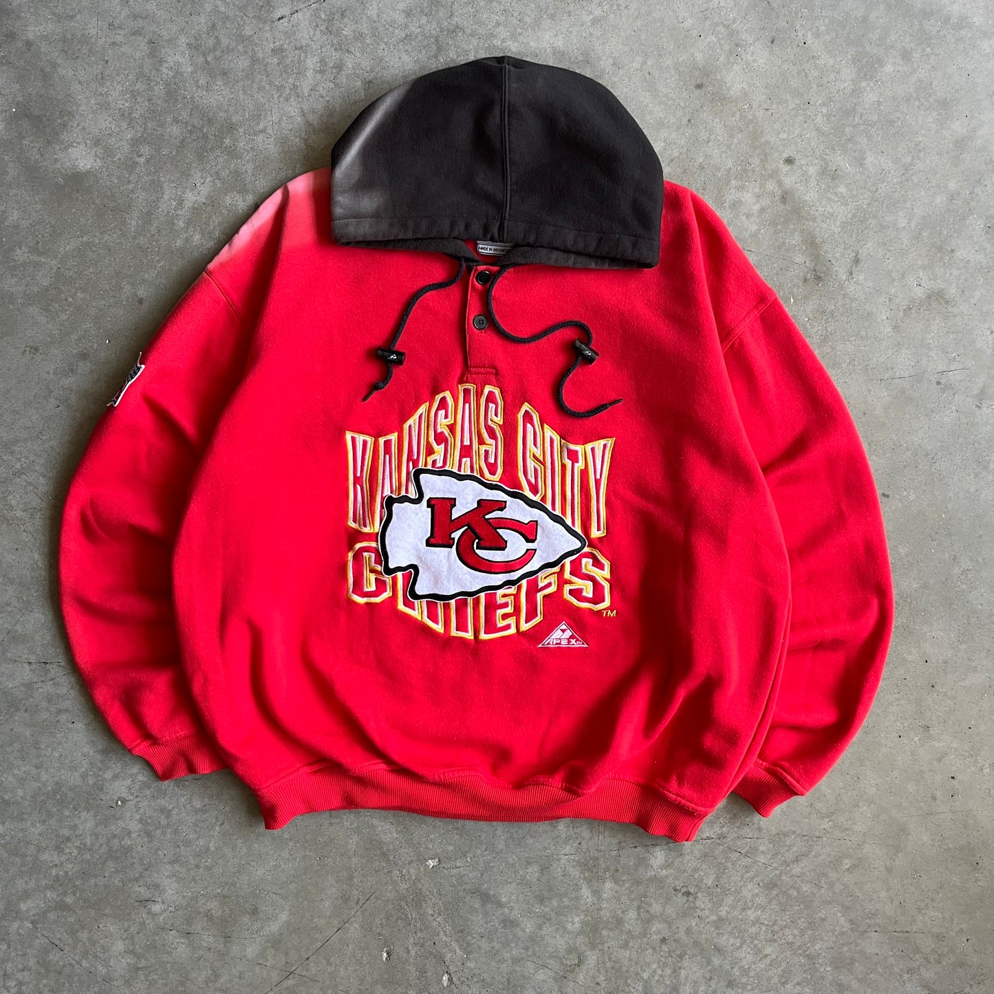 Y2K Kansas City Chiefs Sun Faded Embroidered Hoodie