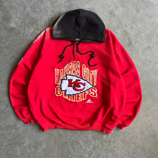 Y2K Kansas City Chiefs Sun Faded Embroidered Hoodie