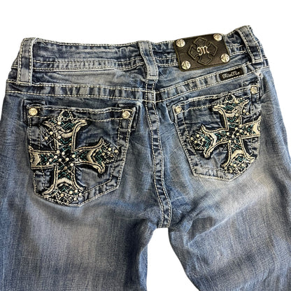 Y2K Miss Me Relaxed Bootcut Jeans w/ Knee Hole