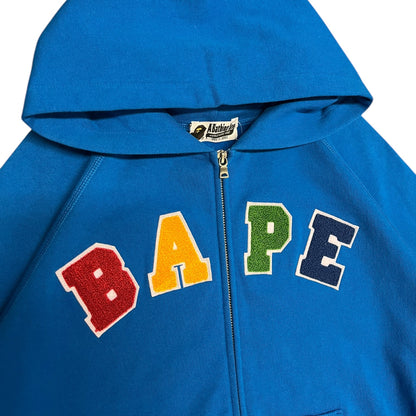 A Bathing Ape Woman’s Chenille Spell Out Zip Up Blue