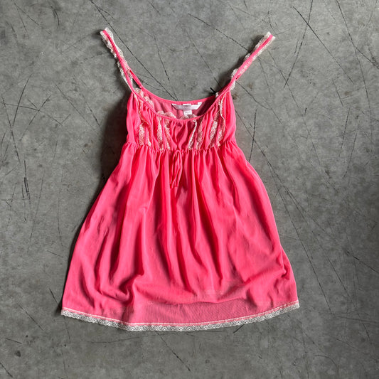 Women’s Y2K Victoria Secret Pink Lace Mesh Slip