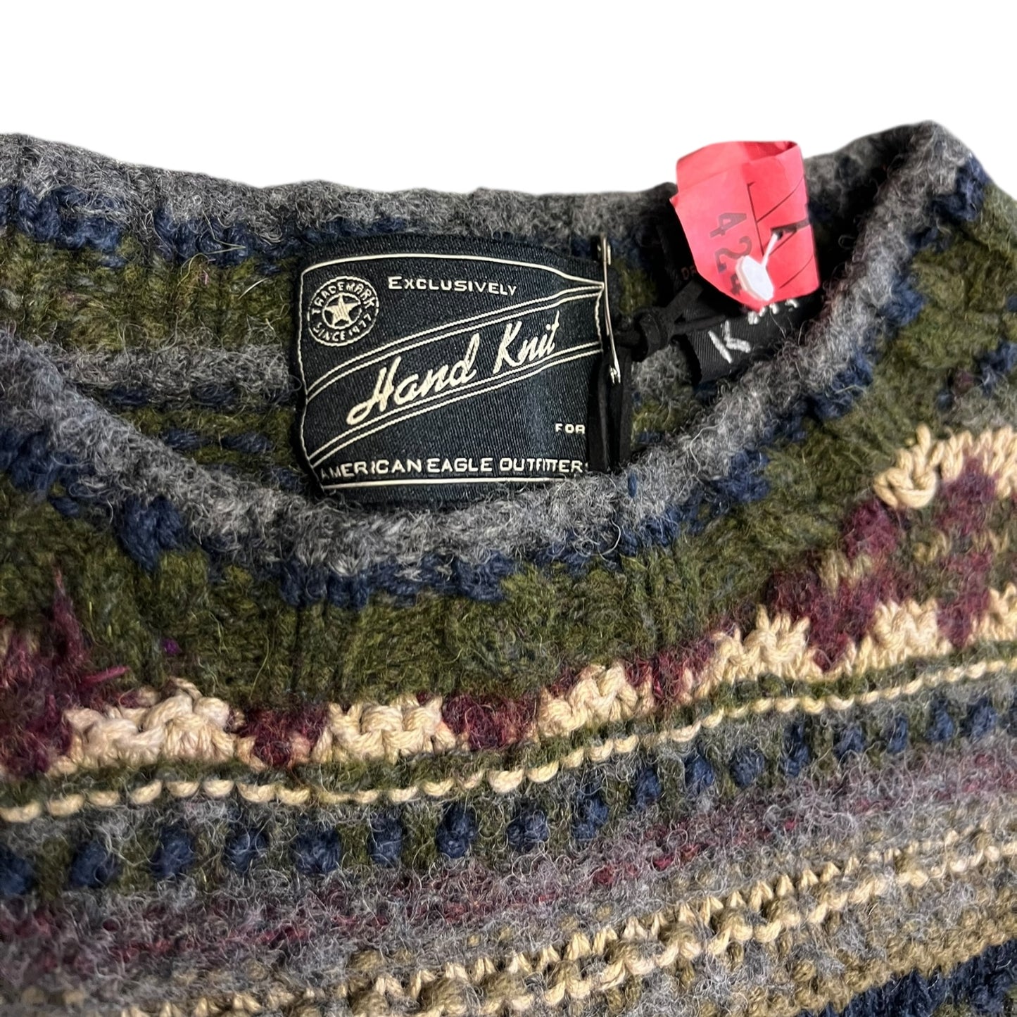 Vintage 90s American Eagle Hand Knit Wool Sweater