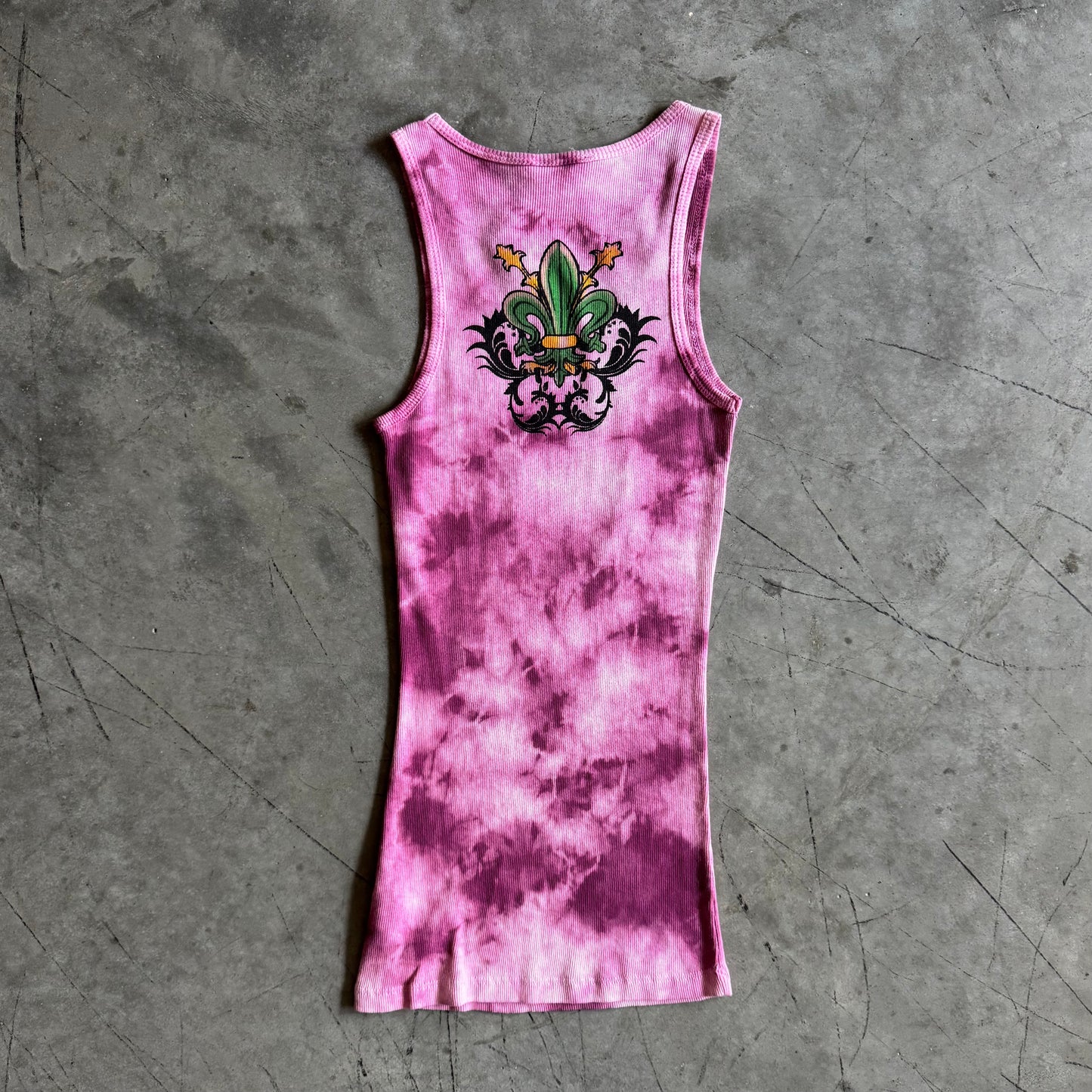 Y2K Vocal Pink Tie Dye Rhinestone Fleur Tank