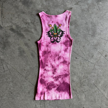 Y2K Vocal Pink Tie Dye Rhinestone Fleur Tank