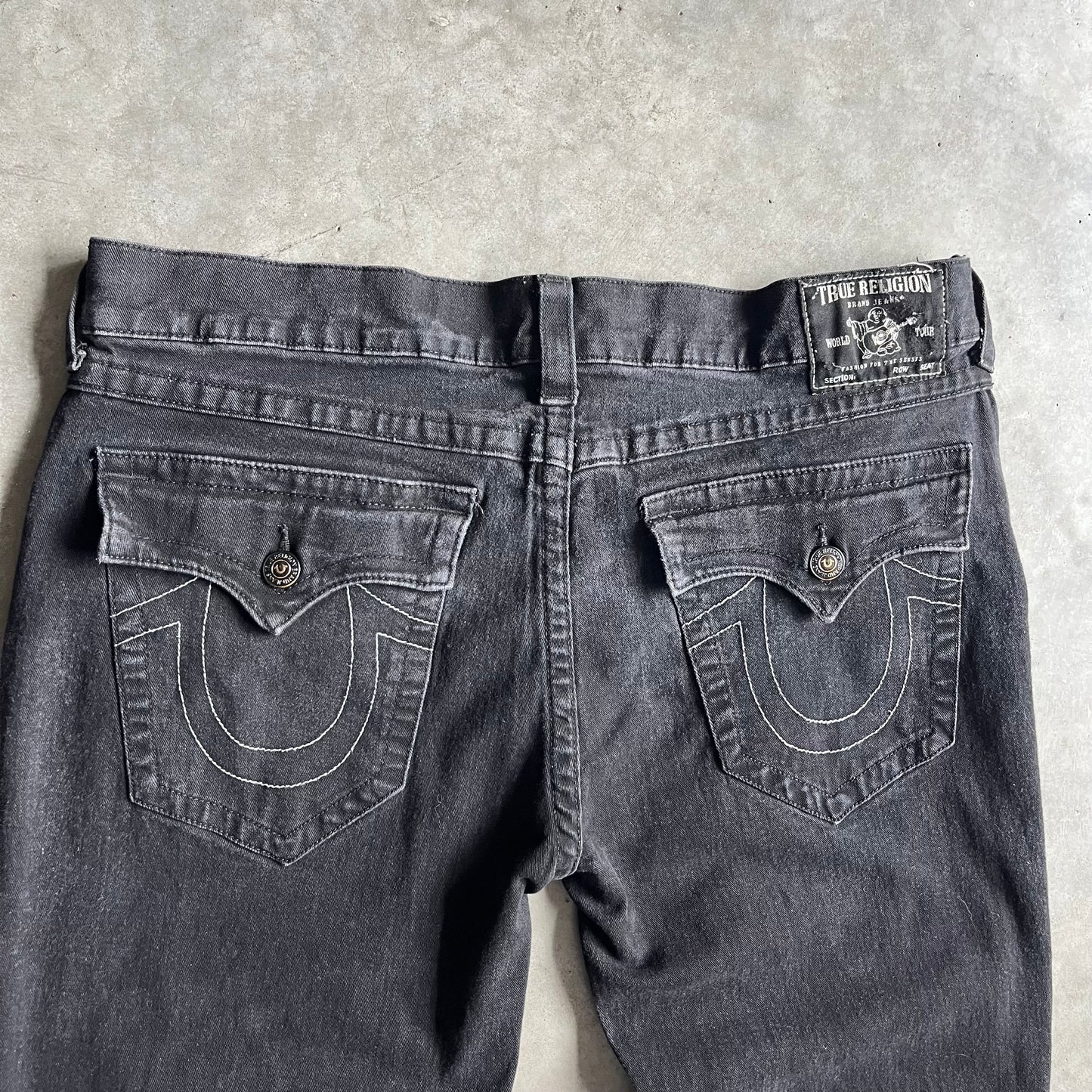 Y2K True Religion Black Ricky Straight Relaxed Fit Jeans
