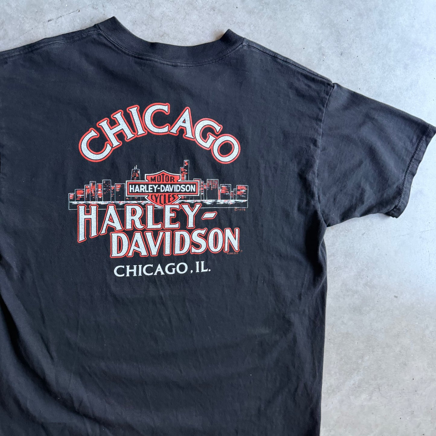 Vintage Chicago Harley Davidson Swooping Fire Eagle Tee