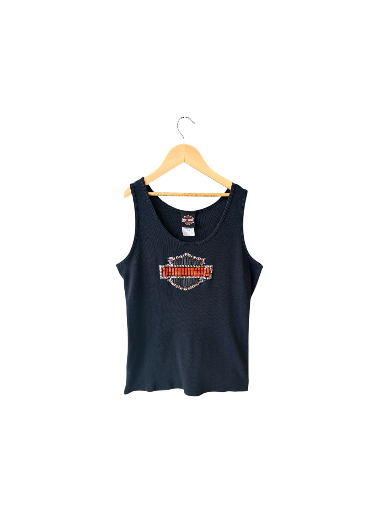 Women’s Harley Davidson Orange/Black Studded Tank