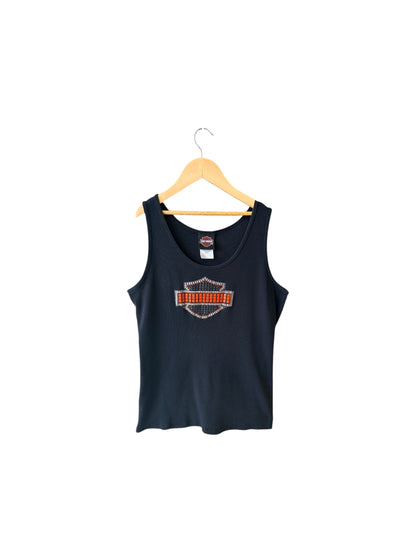 Women’s Harley Davidson Orange/Black Studded Tank