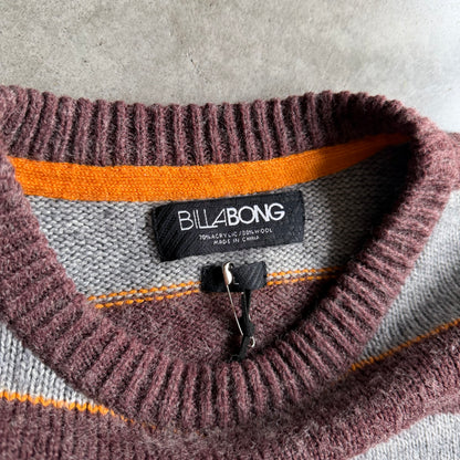 Y2K Billabong Gray & Maroon Stripped Sweater