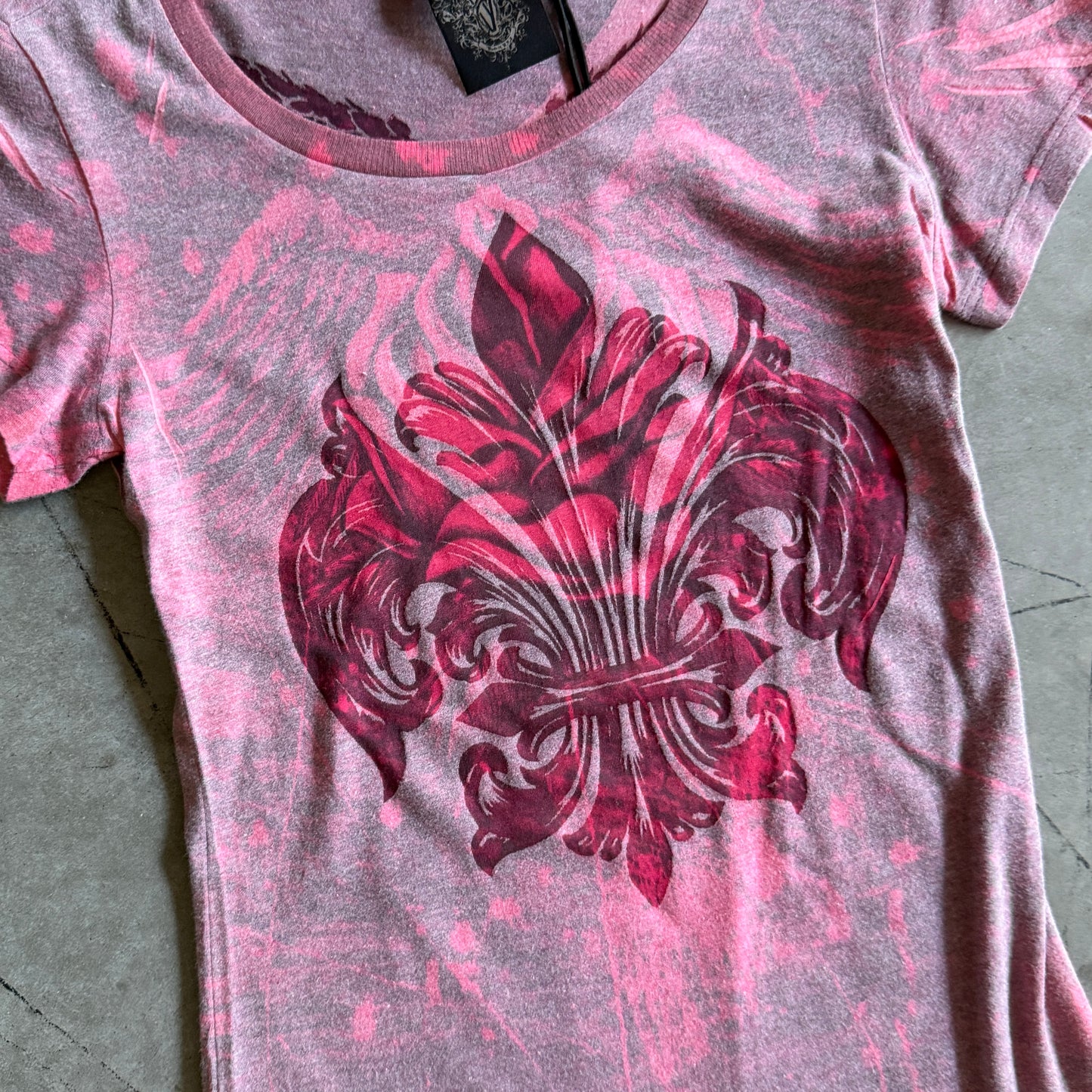 Y2K Vocal Pink Acid Angel Wings Fitted Tee