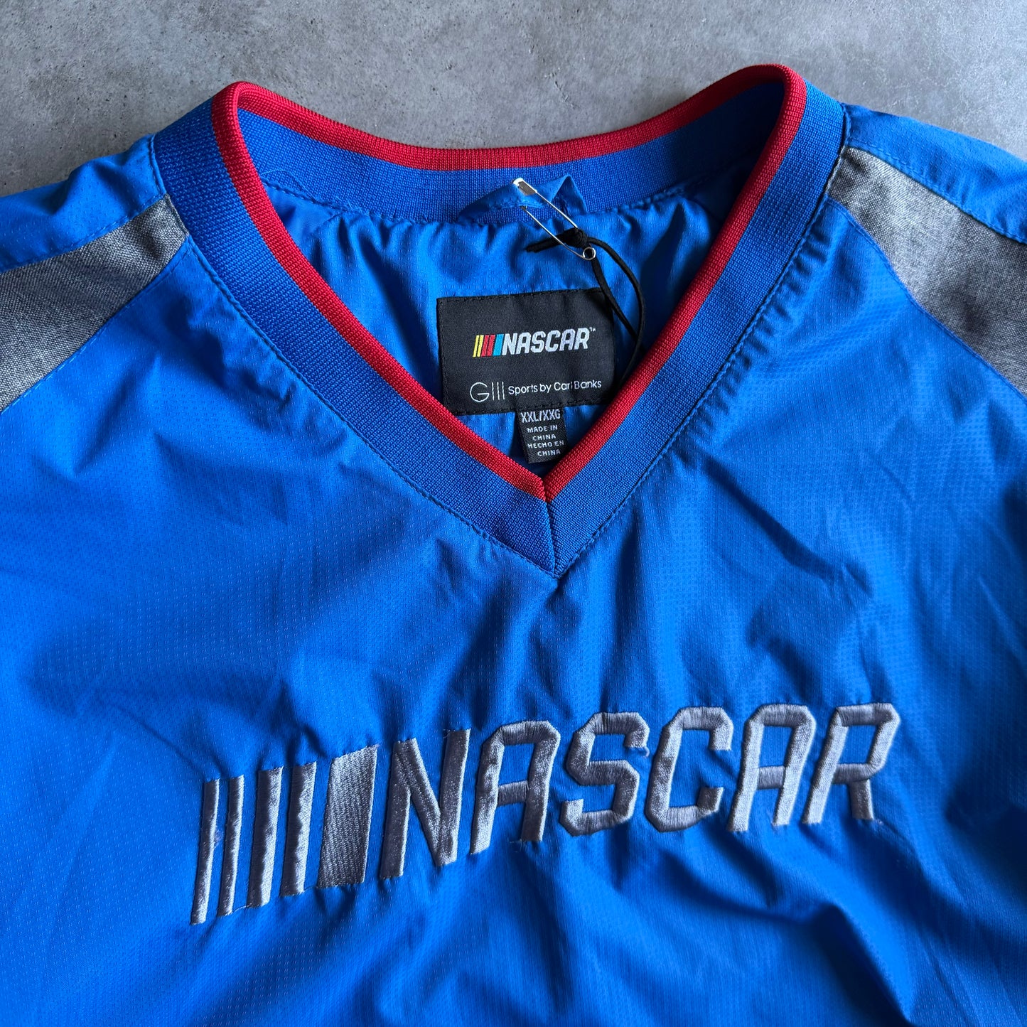 Y2K NASCAR Silver Embroidered Logo Sideline Windbreaker