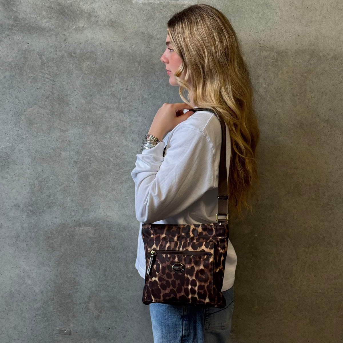 Coach Cheetah Print Canvas Crossbody Bag