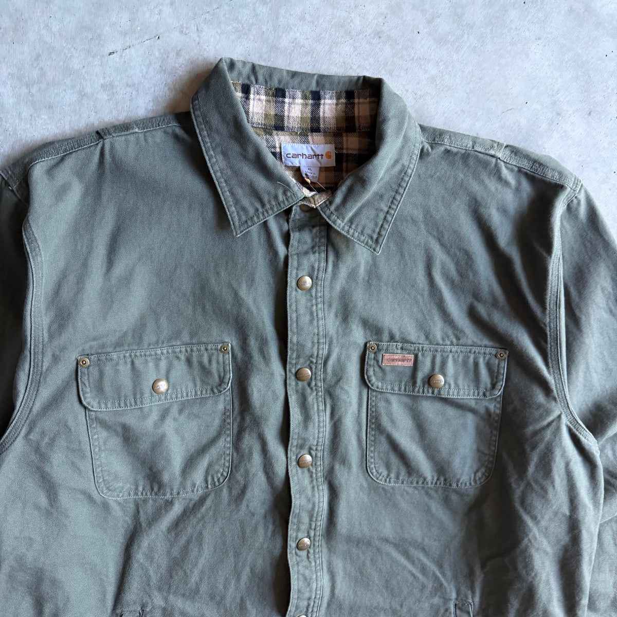 Carhartt Plaid Lined Green Chore Shirt