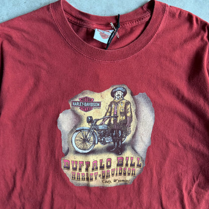 Y2K Harley Davidson Maroon Buffalo Bill Tee
