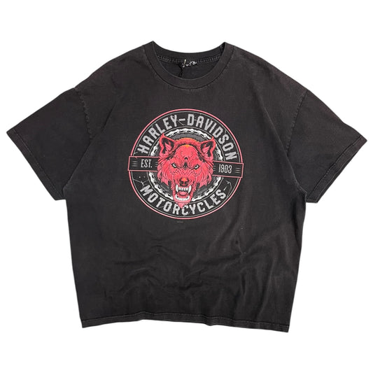 Y2K Harley Davidson Red Wolf Tee