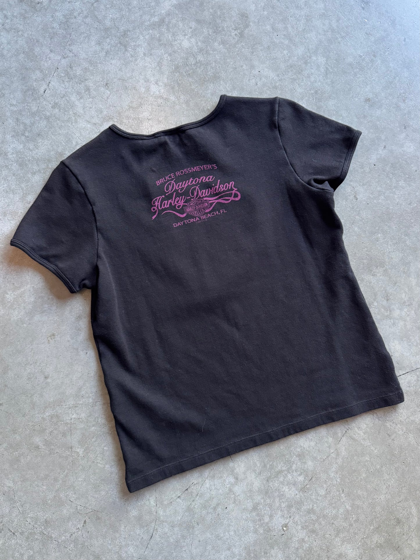 Women’s Y2K Harley Davidson Pink Logo Baby T