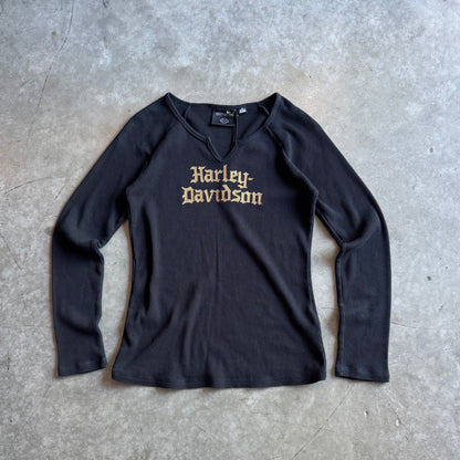 Women’s Harley Davidson Black Waffle Knit Spellout