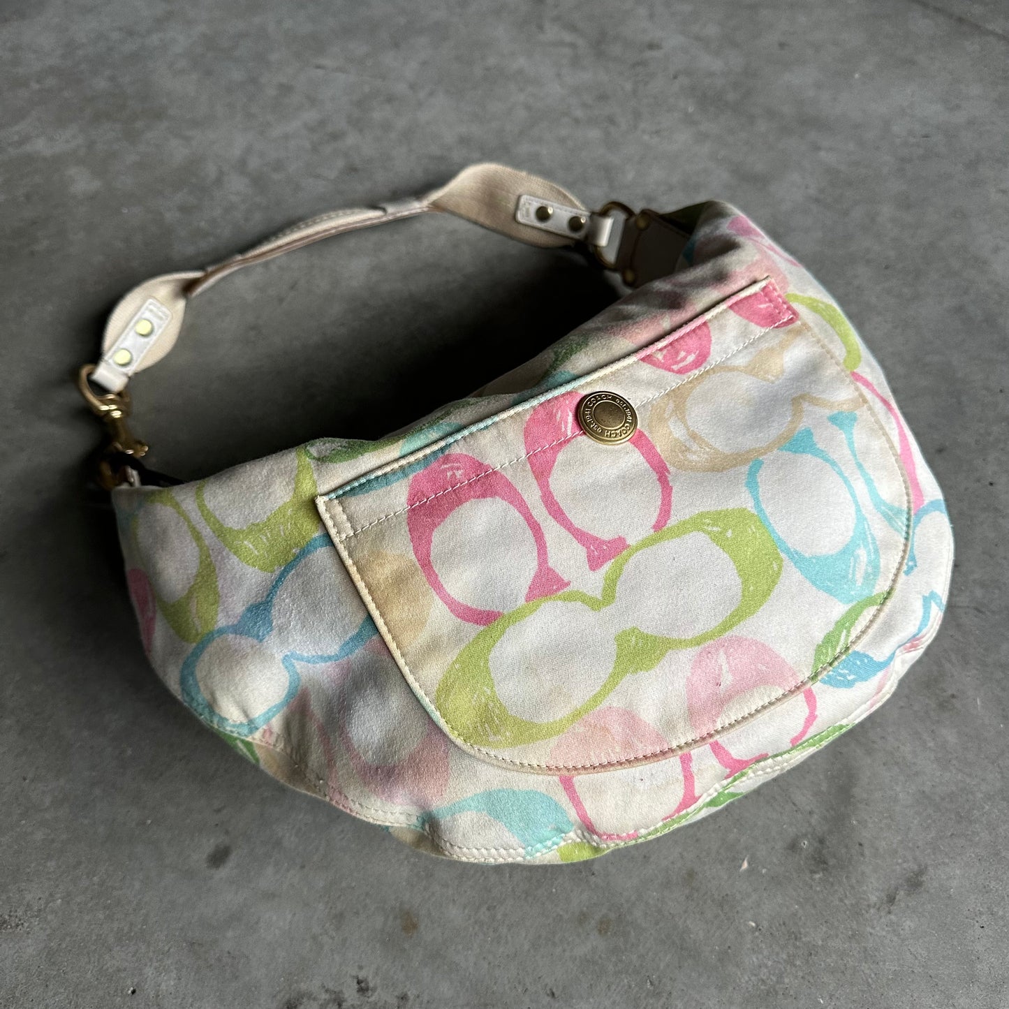 Y2K Coach Scribble Pink/White/Green/Blue Large Hobo