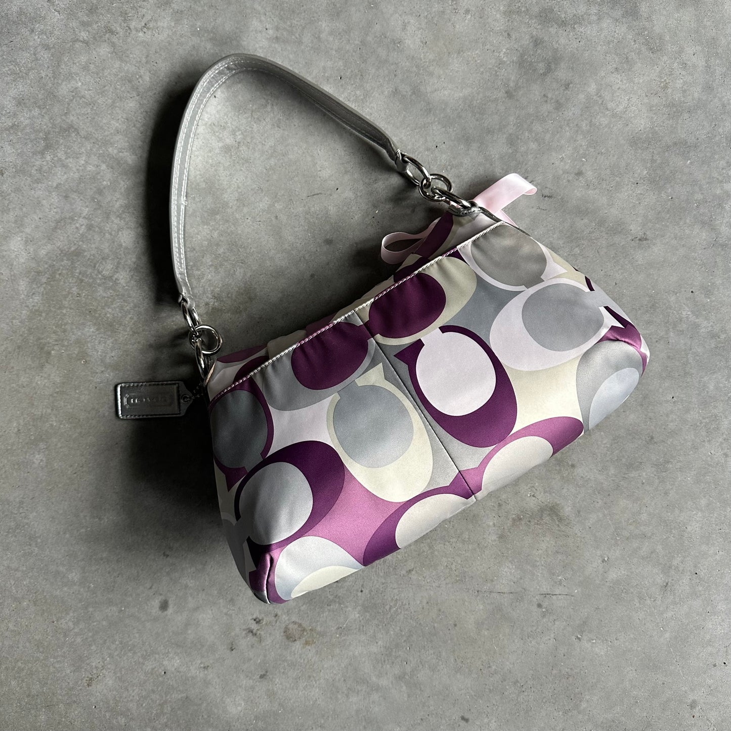 Y2K Coach Soho Buckle Flap Bag Signature C Print RARE Colorway Purple/Silver White