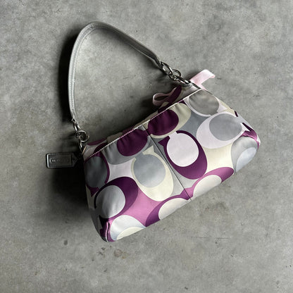 Y2K Coach Soho Buckle Flap Bag Signature C Print RARE Colorway Purple/Silver White