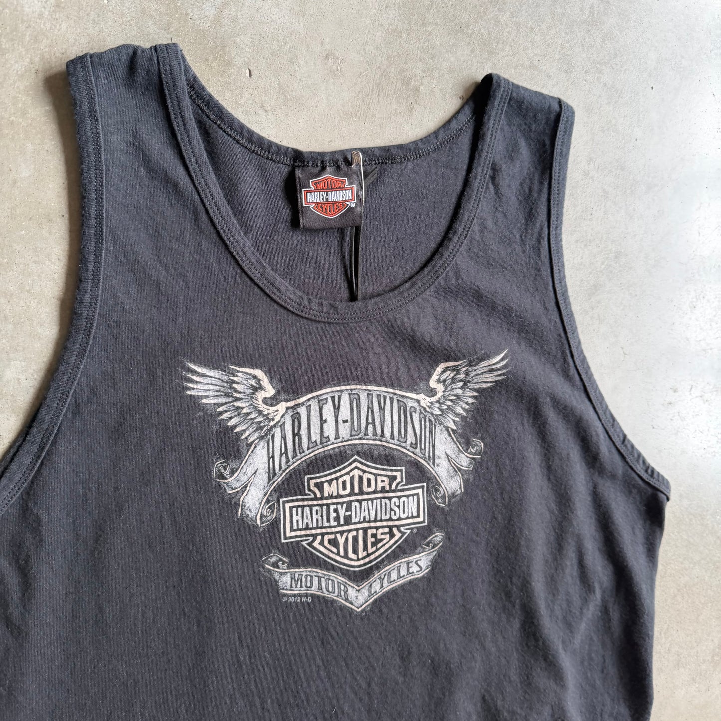Y2K Harley Davidson Winged Ribbon Logo Sleeveless Tee